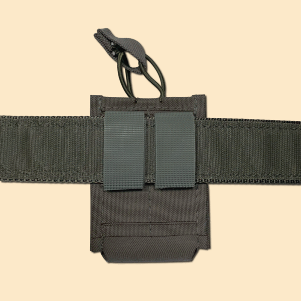 Foliage Green Belt Attachment Straps securing a 5.56 magazine pouch to a ranger green gun belt via MOLLE