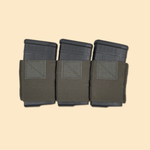 Three slot elastic insert for 7.62 magazines in ranger green, displayed with magazines.