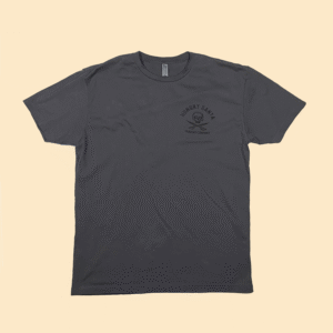 100% cotton T-Shirt with company logo on left side of chest in Dark Gray