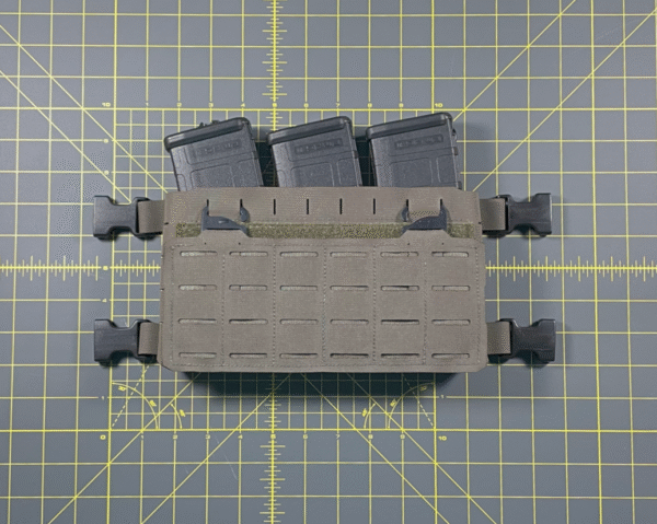 G3 Universal Panel attached to our G3 chest rig. Ranger Green. Displayed in our tactical equipment shop.