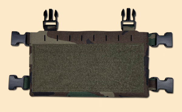 Chest rig placard in M-81 woodland.