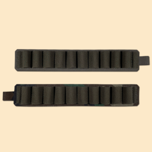 Two ten-shotshell holders, top shotshell holder in ranger green, bottom shotshell holder in M-81 woodland.
