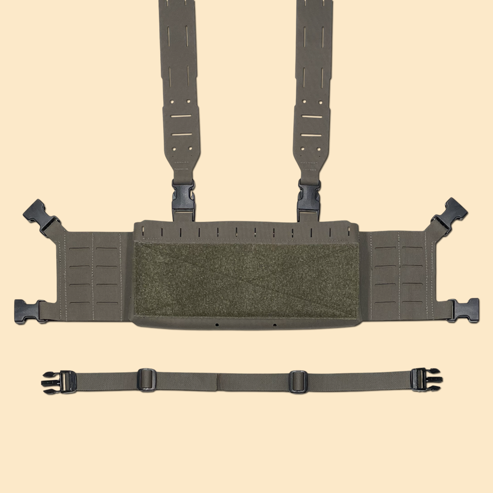 GL modular full size chest rig shown with H harness and backstrap