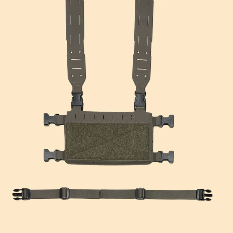 Ranger green chest rig bundle with chest placard, backstrap, and H harness.